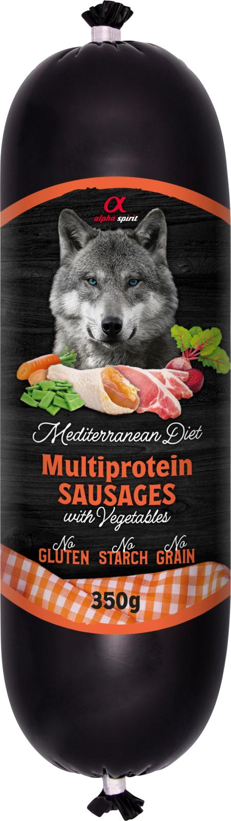 Alpha Spirit Mediterranean Multiprotein Sausage with Vegs 350g