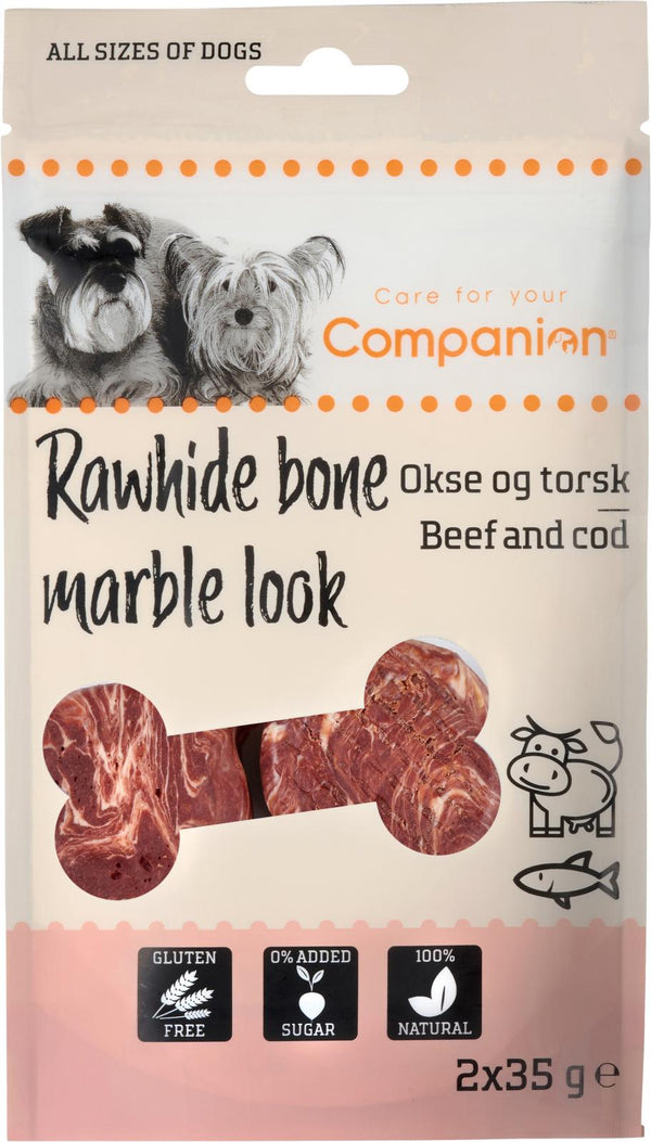 Companion meat wrapped rawhide bone - okse og torsk 2 x 50g