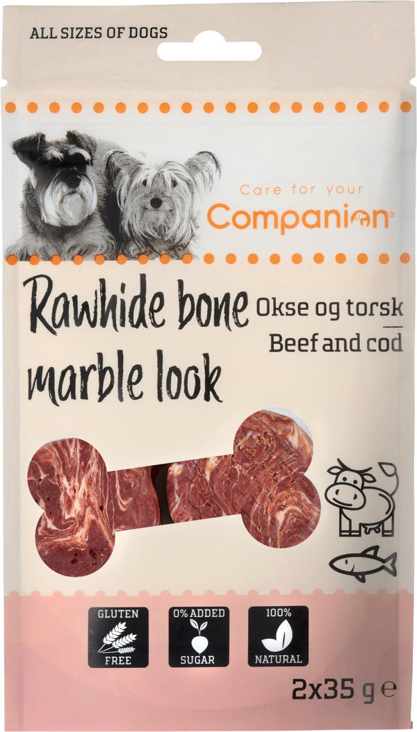 Companion - Meat wrapped rawhide bone - okse og torsk 2 x 50g