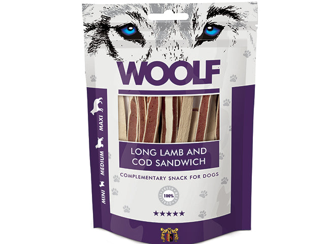 Woolf Long Lamb and Cod Sandwich 100g - Totteland.dk