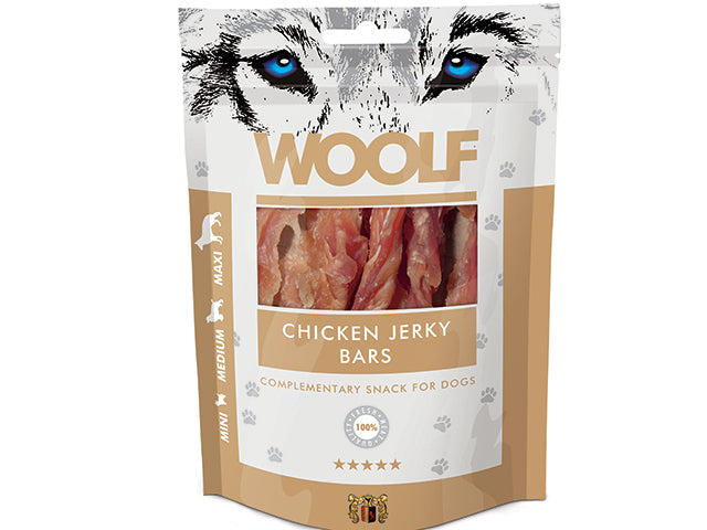 Woolf Chicken Jerky Bars 100g - Totteland.dk