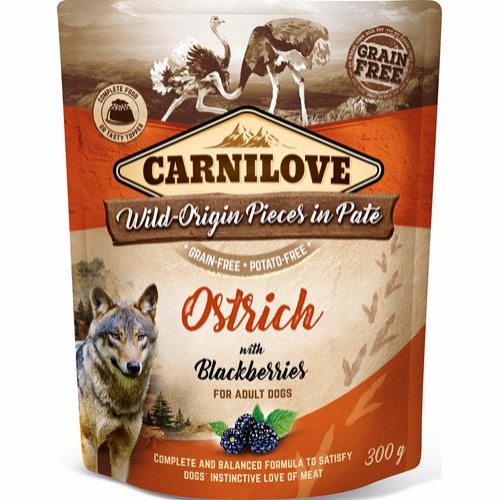 Carnilove Pouch Pate Ostrich with Blackberries 300 g - Totteland.dk