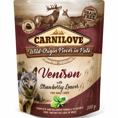 Carnilove Pouch Pate Venison with Strawberry Leaves 300 g - Totteland.dk
