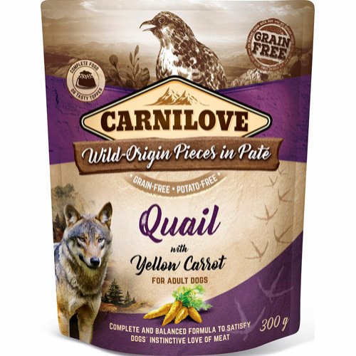 Carnilove Pouch Pate Quail with Yellow Carrot 300 g - Totteland.dk