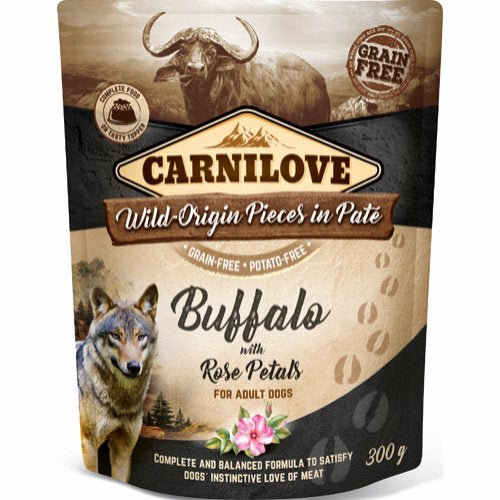 Carnilove Pouch Pate Buffalo with Rose Petals 300 g - Totteland.dk