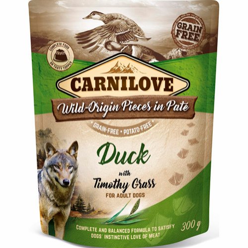 Carnilove Pouch Pate Duck with Timothy Grass 300 g - Totteland.dk