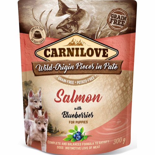 Carnilove Pouch Pate Salmon with Blueberries f/puppies 300g - Totteland.dk
